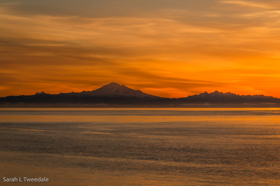 Sunrise behind Mt. Baker